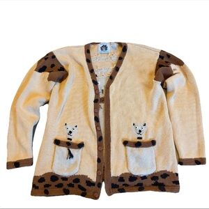 Storybook Knits Cream & Brown Animal Pocket Cardigan Sweater